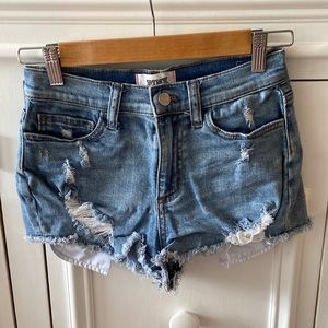 Victoria Secret Pink size 0 denim distressed high waisted shorts